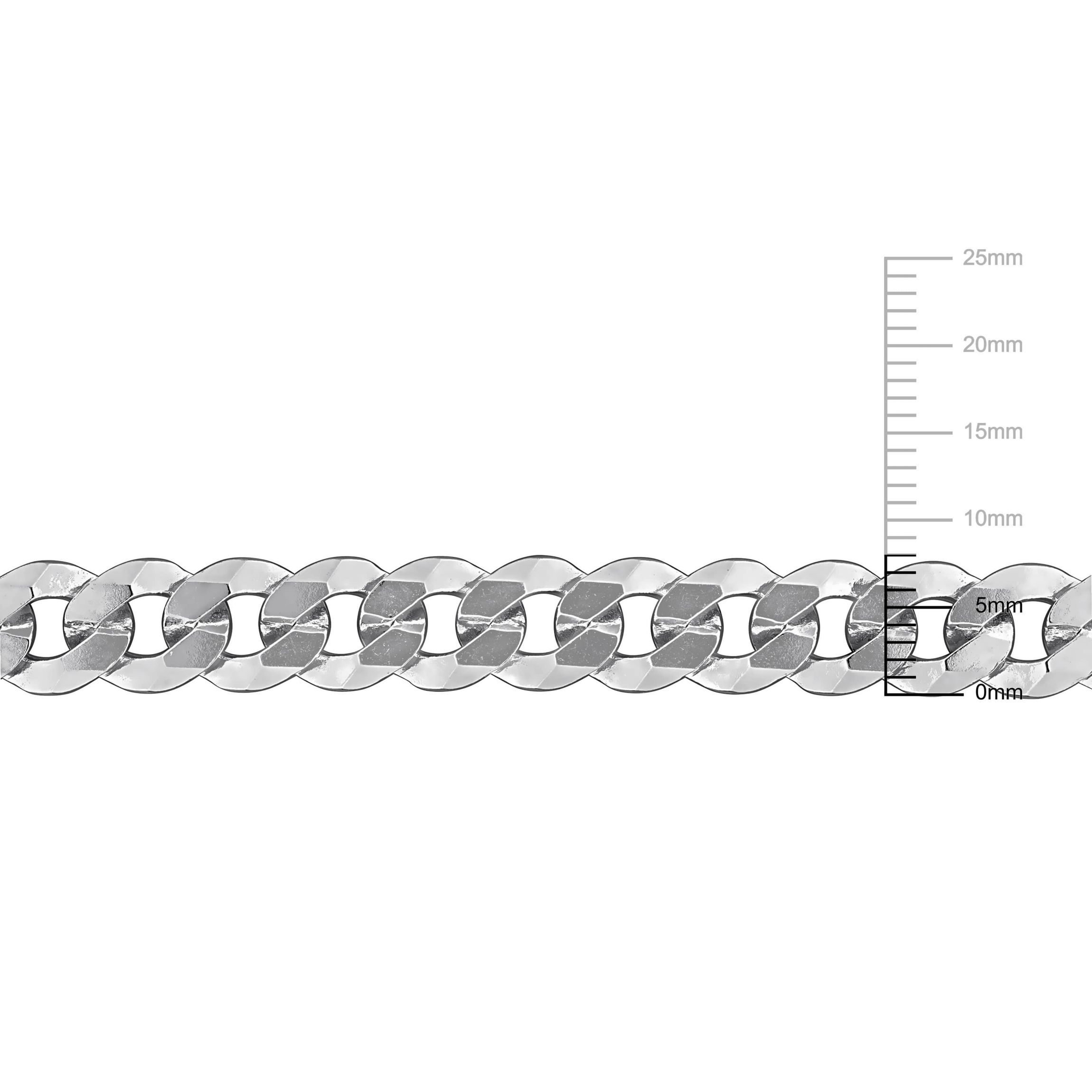 7.5mm Diamond Cut Curb Bevelled Bracelet in Sterling Silver