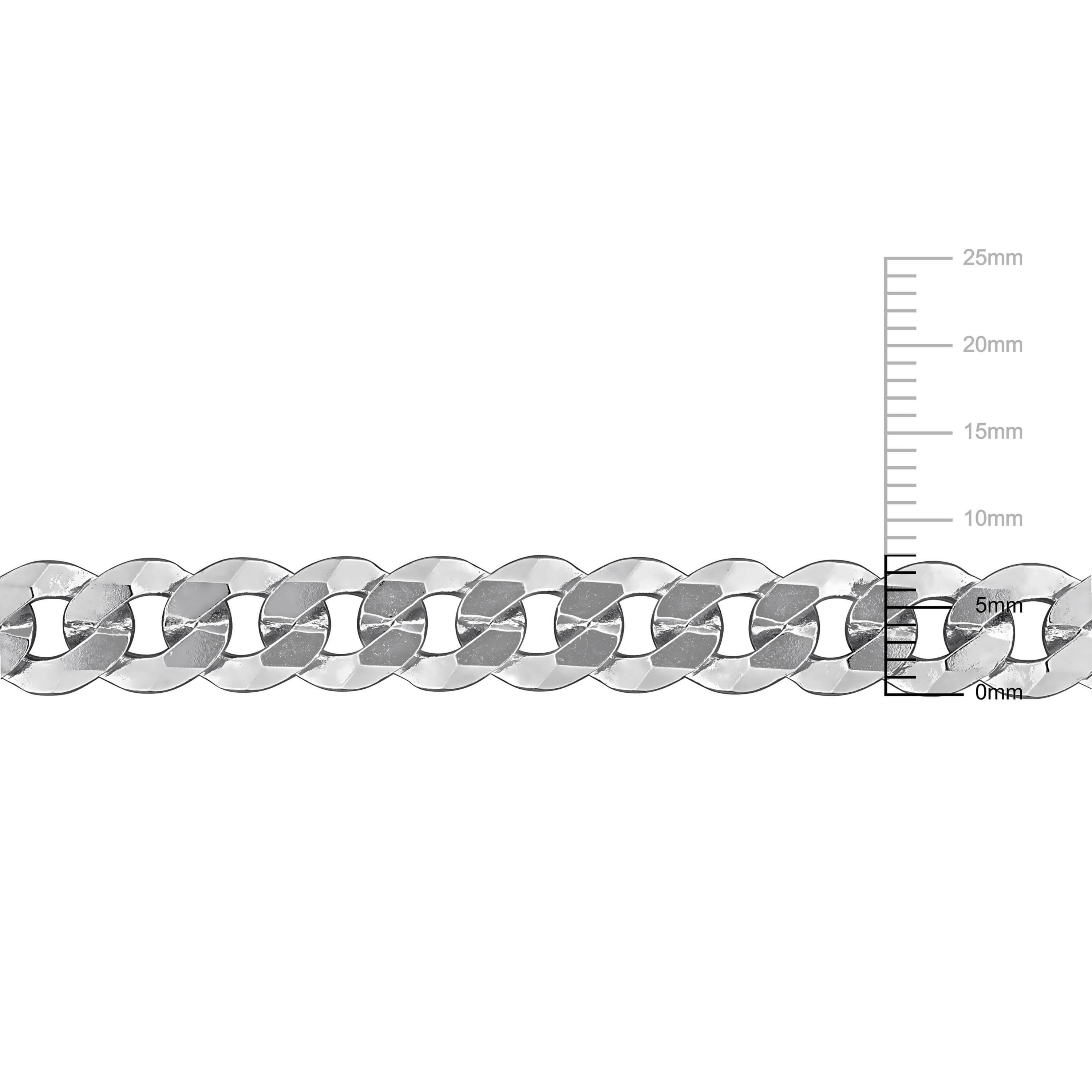 7.5mm Diamond Cut Curb Bevelled Bracelet in Sterling Silver
