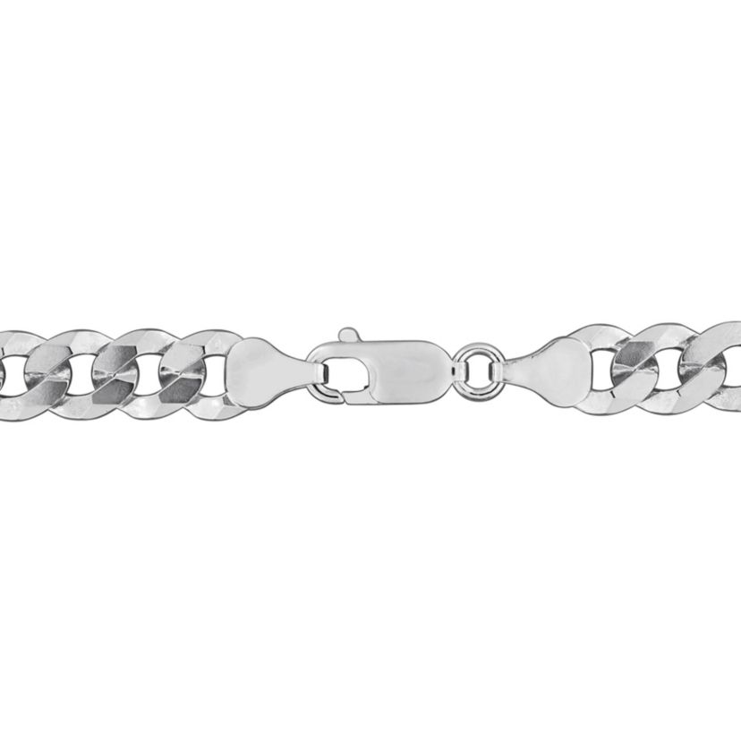 7.5mm Diamond Cut Curb Bevelled Bracelet in Sterling Silver