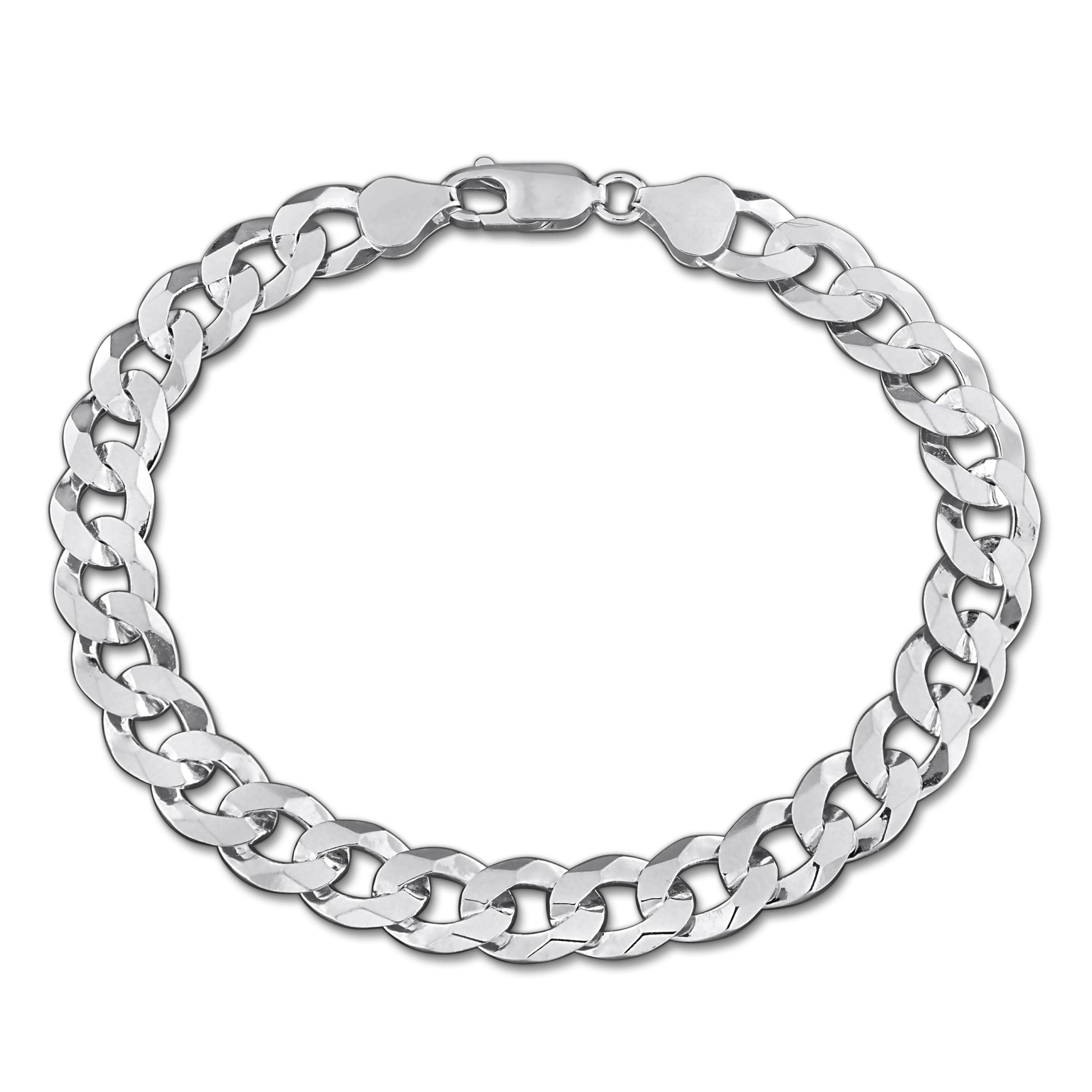 8mm Diamond Cut Curb Bevelled Bracelet in Sterling Silver