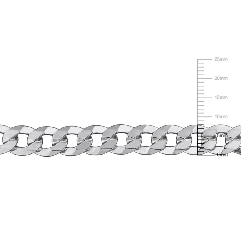 8mm Diamond Cut Curb Bevelled Bracelet in Sterling Silver
