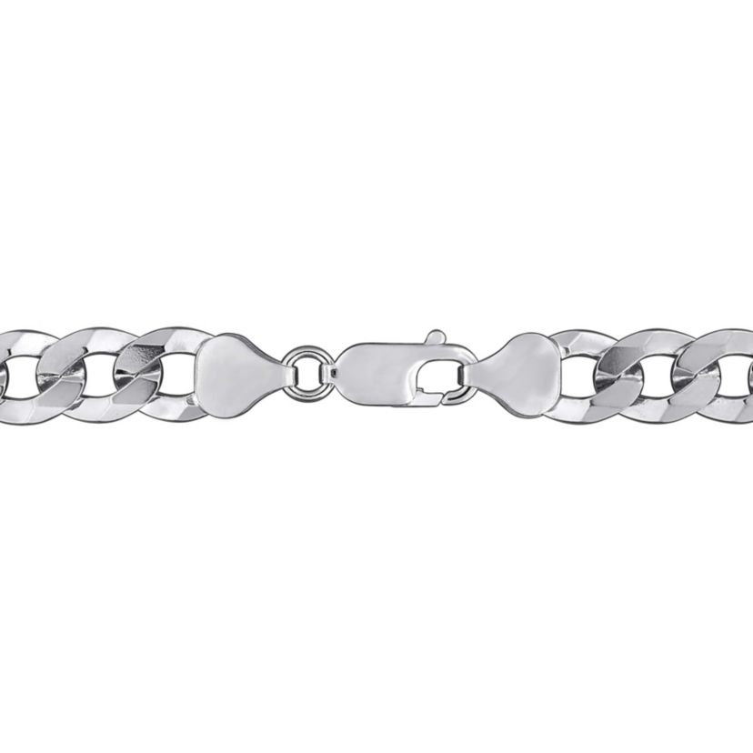 8mm Diamond Cut Curb Bevelled Bracelet in Sterling Silver