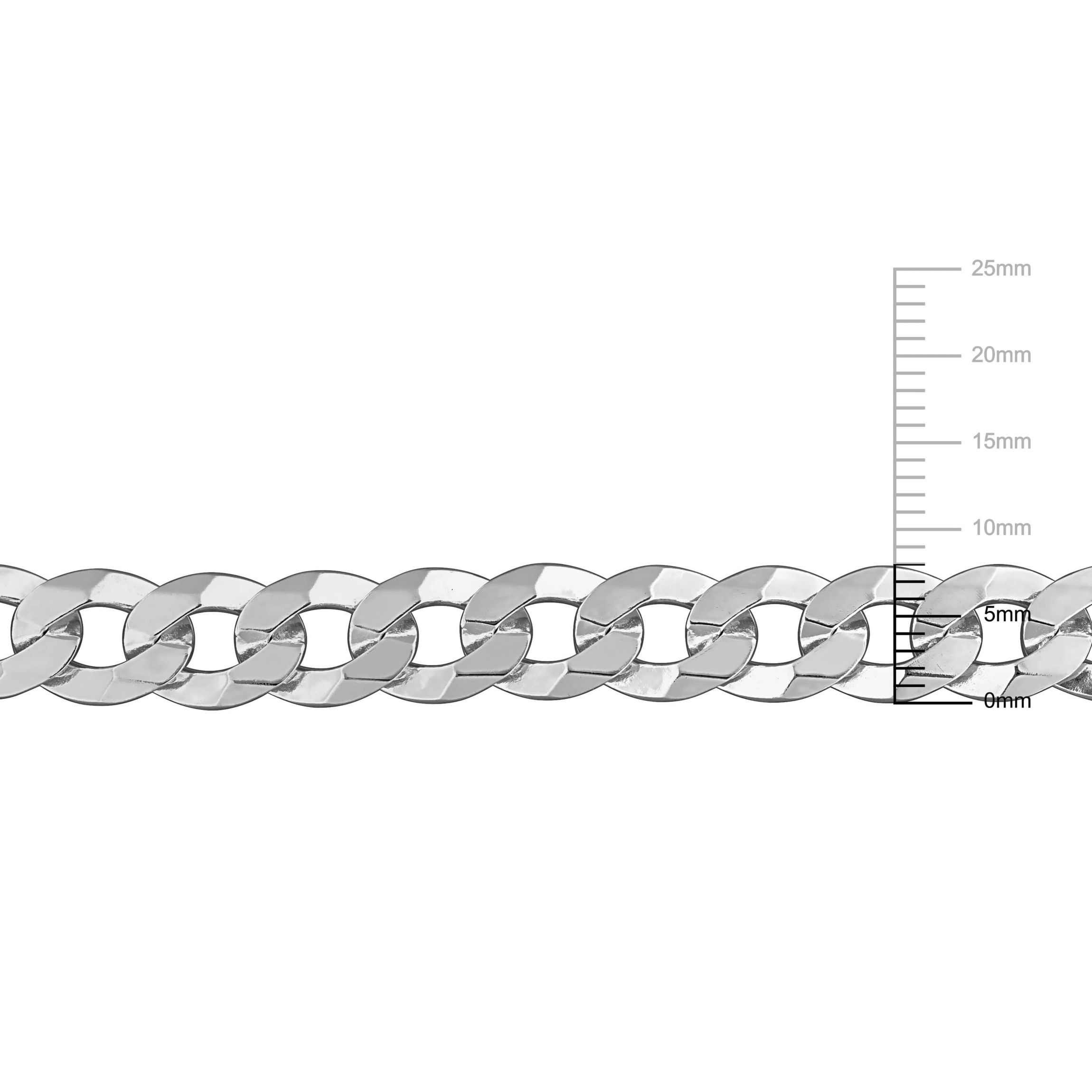 8mm Diamond Cut Curb Bevelled Necklace in Sterling Silver