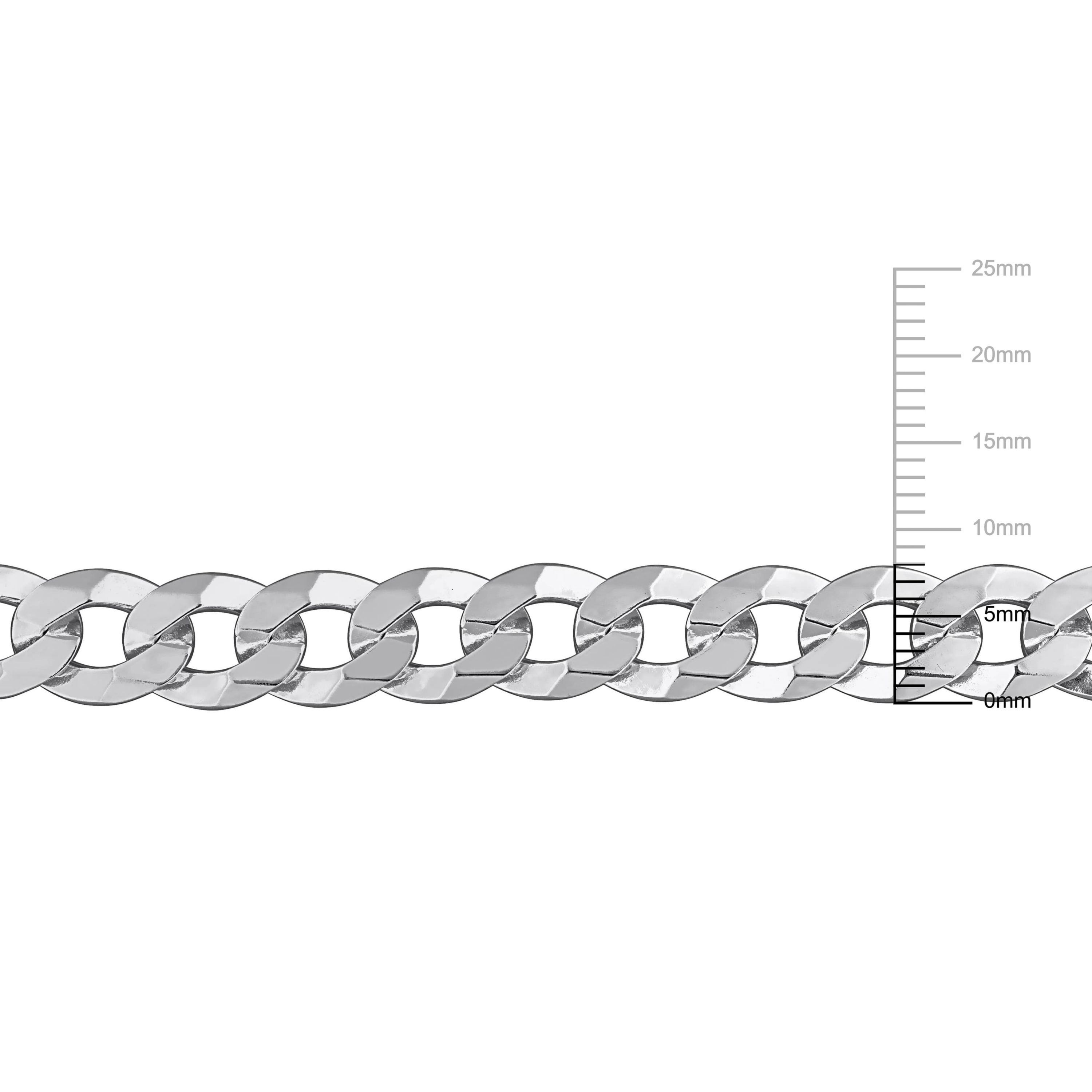 8mm Diamond Cut Curb Bevelled Necklace in Sterling Silver