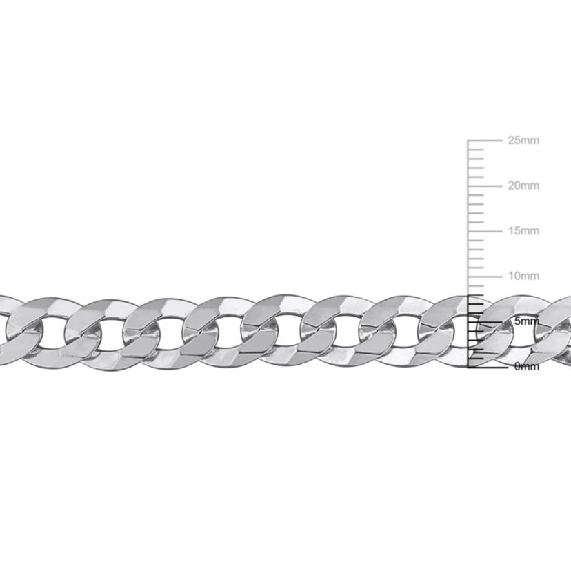 8mm Diamond Cut Curb Bevelled Necklace in Sterling Silver