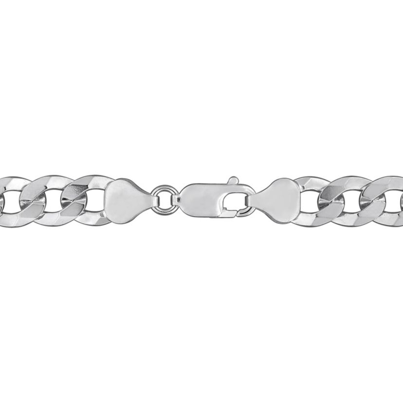 8mm Diamond Cut Curb Bevelled Necklace in Sterling Silver