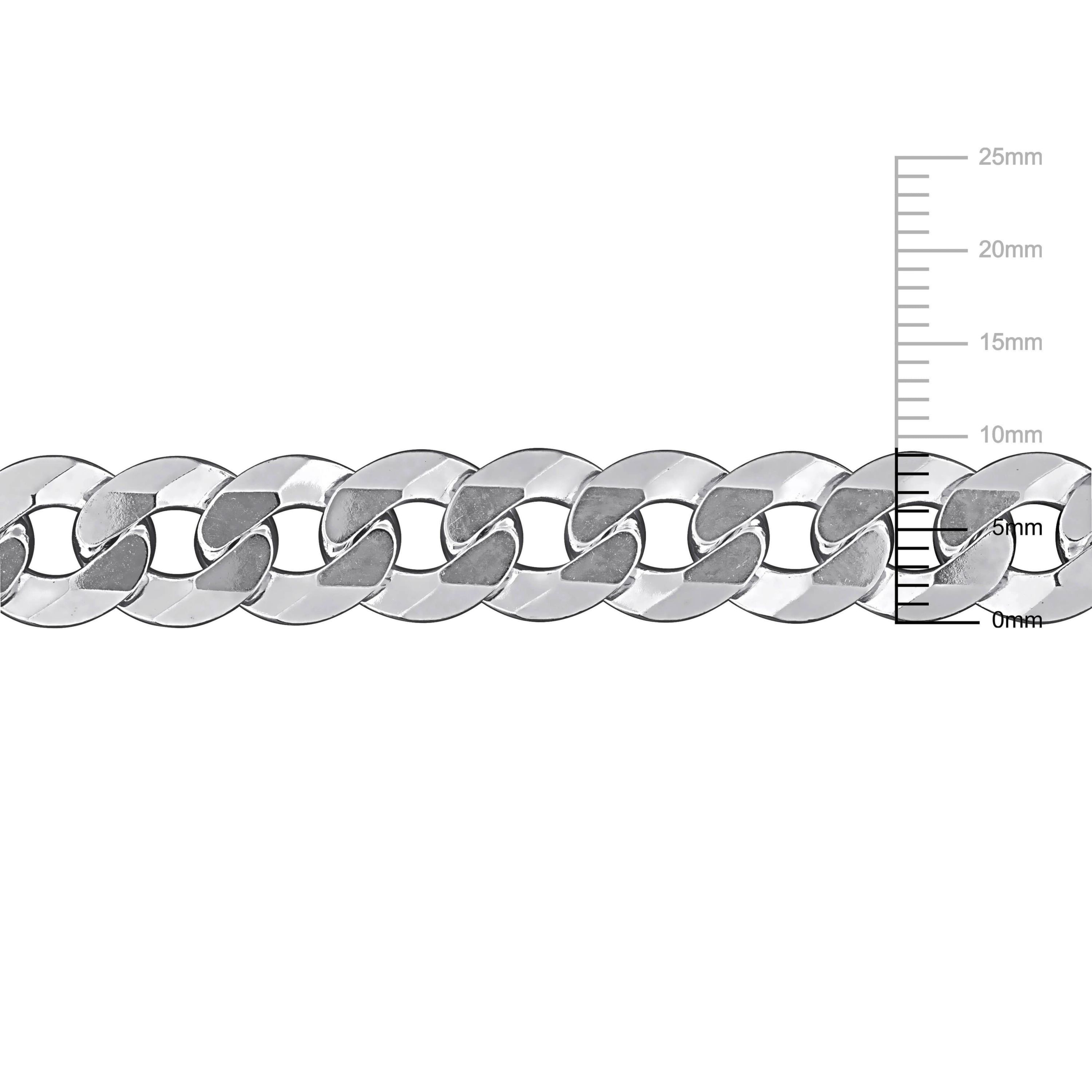 9.2mm Diamond Cut Curb Bevelled Necklace in Sterling Silver