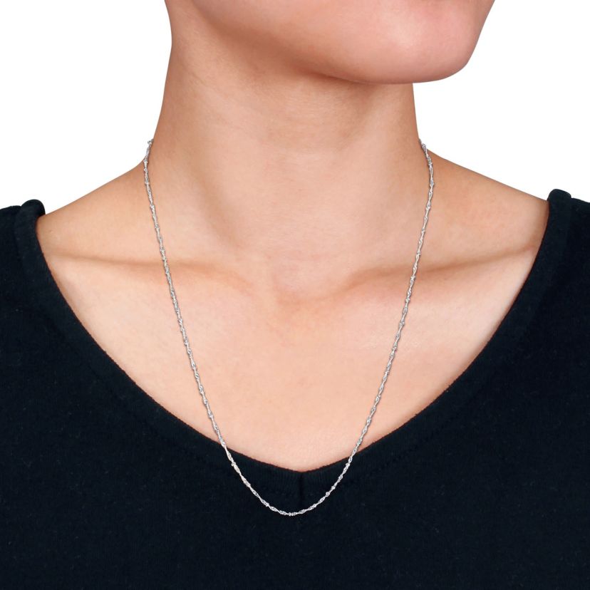 2.8mm Saturno Bead Station Singapore Necklace in Sterling Silver