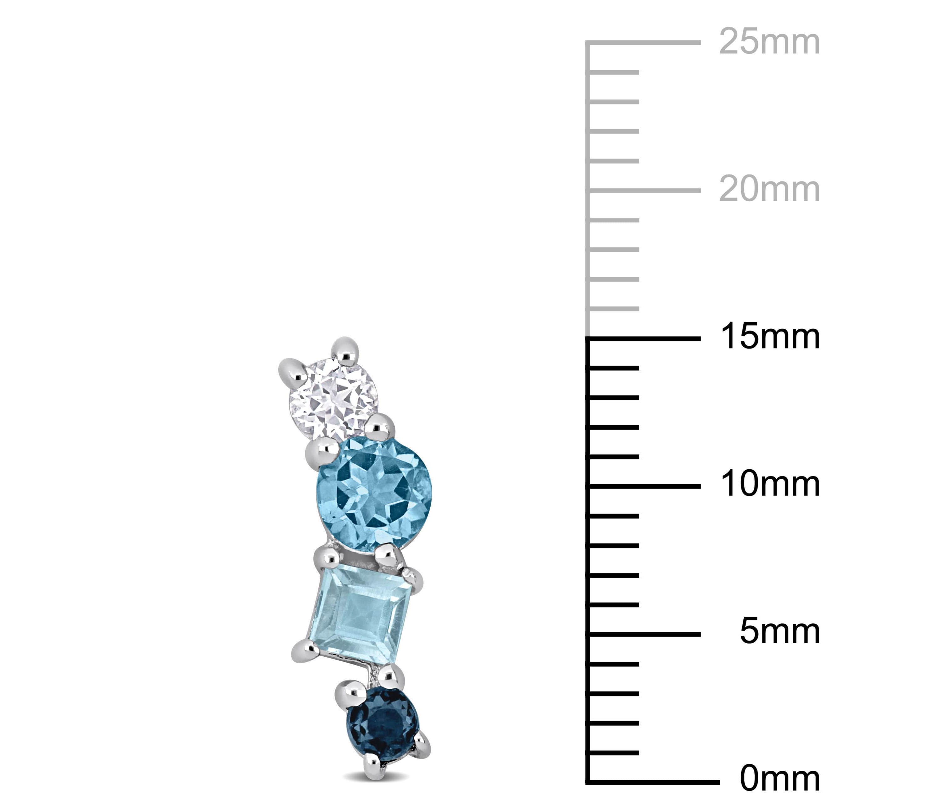 Blue Topaz SKY Swiss London & White Topaz Stud Earrings in Sterling Silver