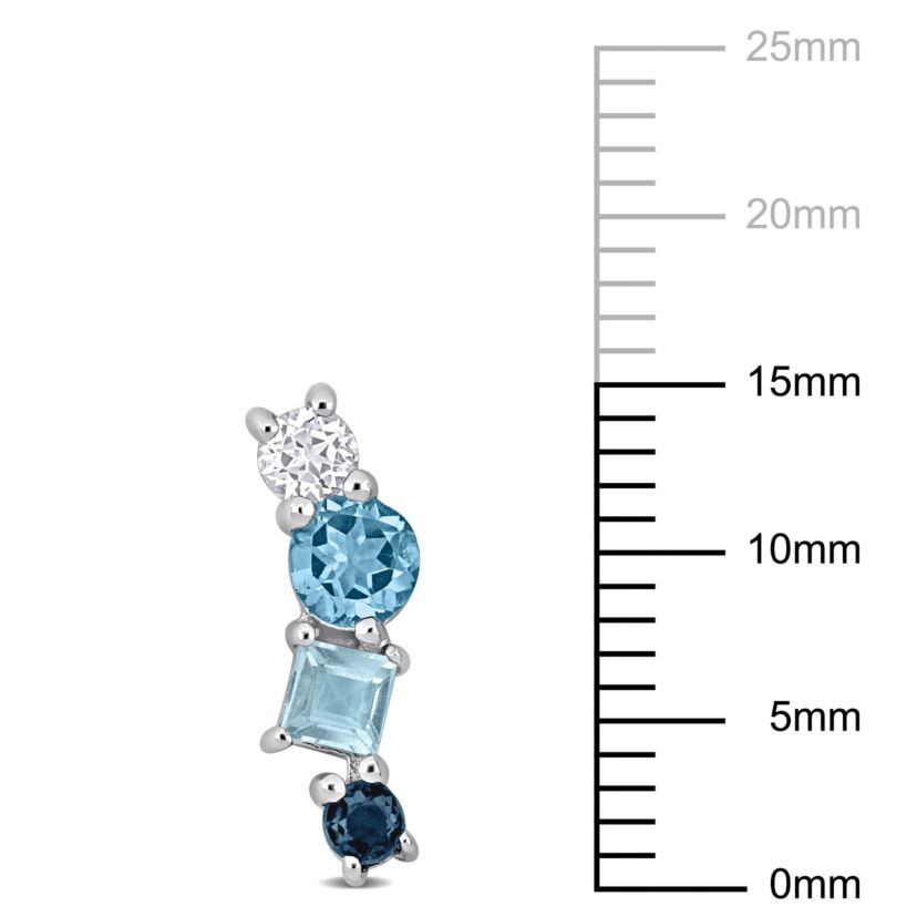 Blue Topaz SKY Swiss London & White Topaz Stud Earrings in Sterling Silver