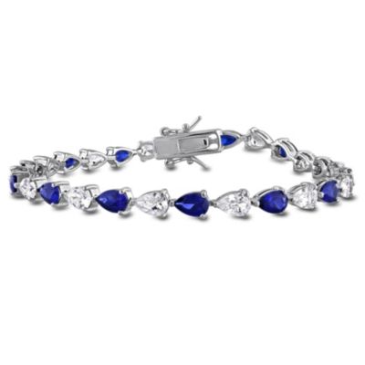 Belk  Co Lab Created Created Blue  Created White Sapphire Bracelet in Sterling Silver