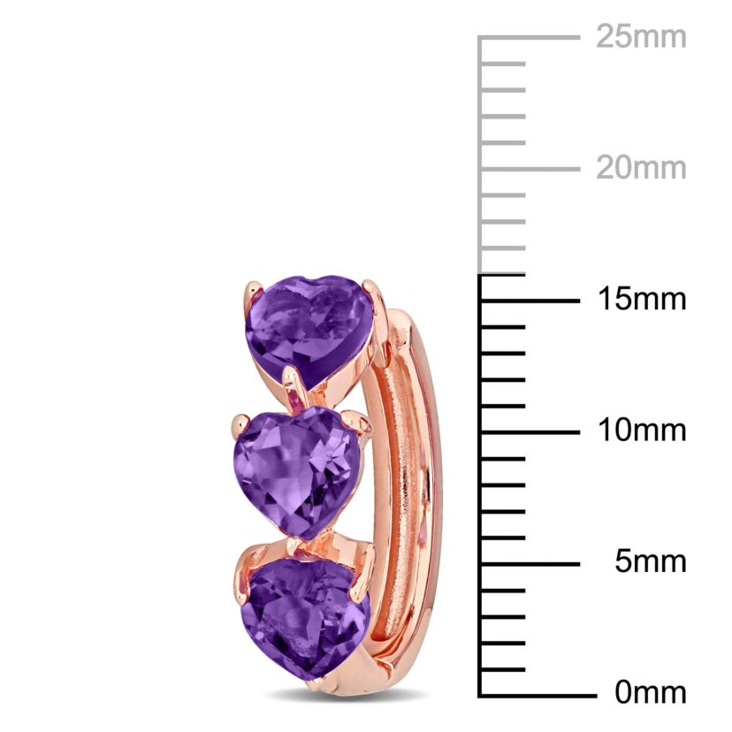 Amethyst Hoop Earrings in Rose Plated Sterling Silver