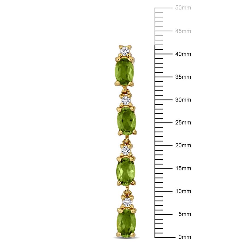 Peridot & White Topaz Drop Earrings in Yellow Plated Sterling Silver