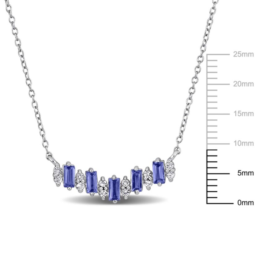 Tanzanite & White Topaz Necklace in Sterling Silver
