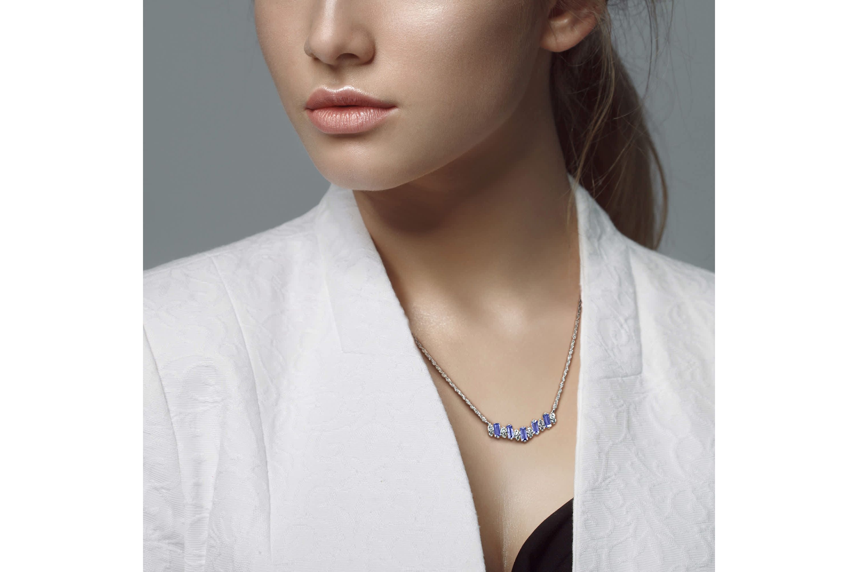 Tanzanite & White Topaz Necklace in Sterling Silver