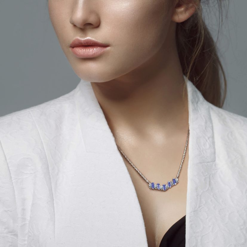 Tanzanite & White Topaz Necklace in Sterling Silver
