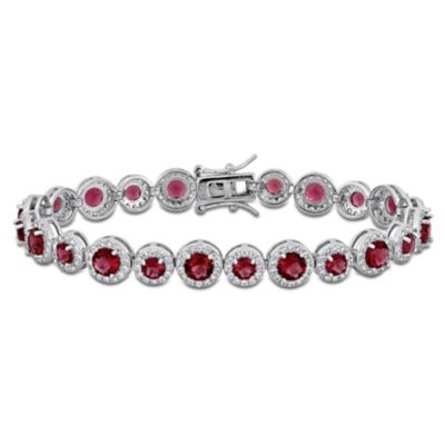 Belk  Co Lab Created Created White Sapphire  Created Ruby Bracelet in Sterling Silver
