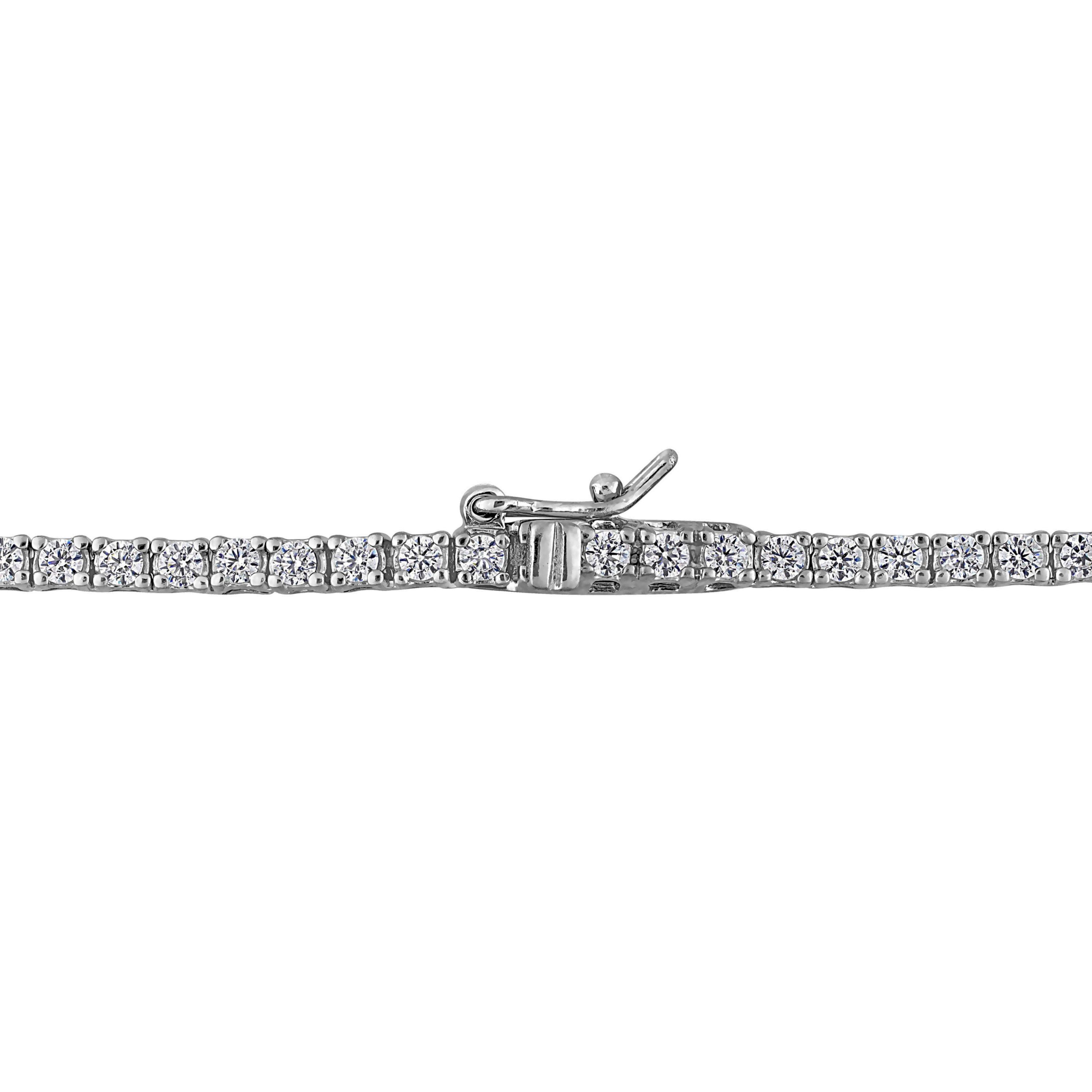 Lab Created Created Emerald & Created White Sapphire Solitaire Necklace in Sterling Silver