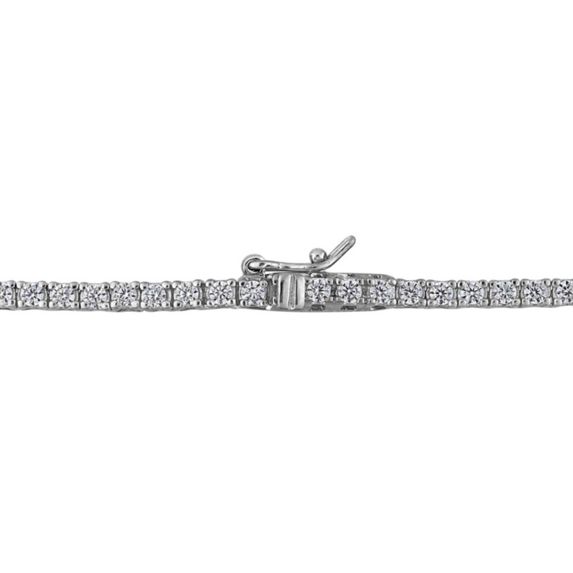 Lab Created Created Emerald & Created White Sapphire Solitaire Necklace in Sterling Silver