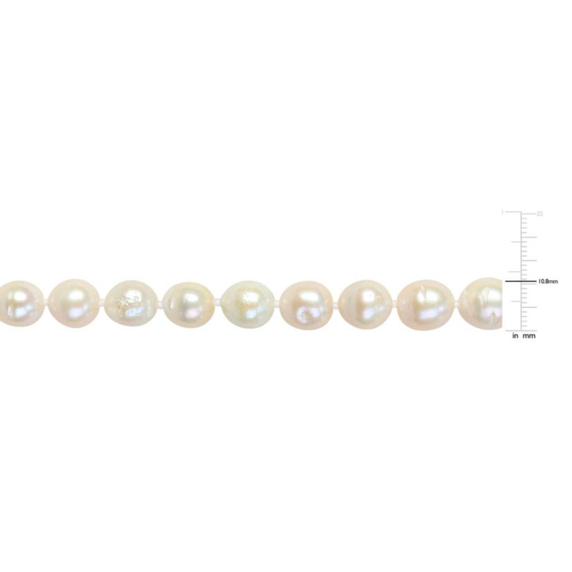 9-11mm Cultured Freshwater Edison Pearl Necklace with Ball Clasp in Goldtone Brass