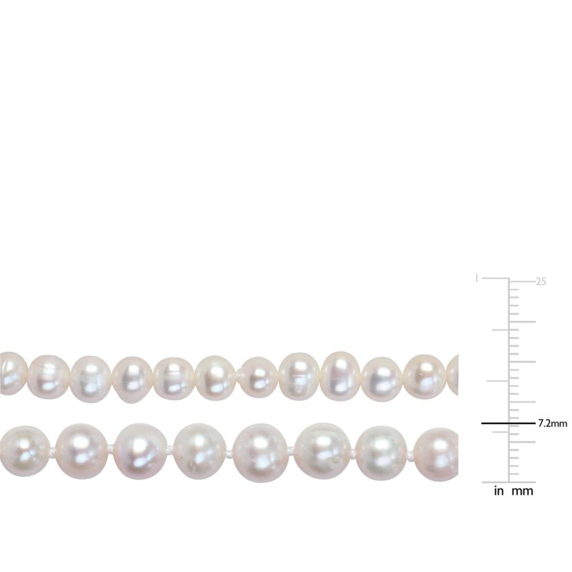 6-7mm Freshwater Cultured Pearl Necklace & Elastic Bracelet Set with Brass Ball Clasp
