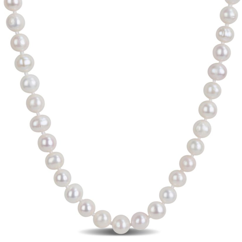 7-8 mm Cultured Freshwater Pearl Necklace with Brass Ball Clasp