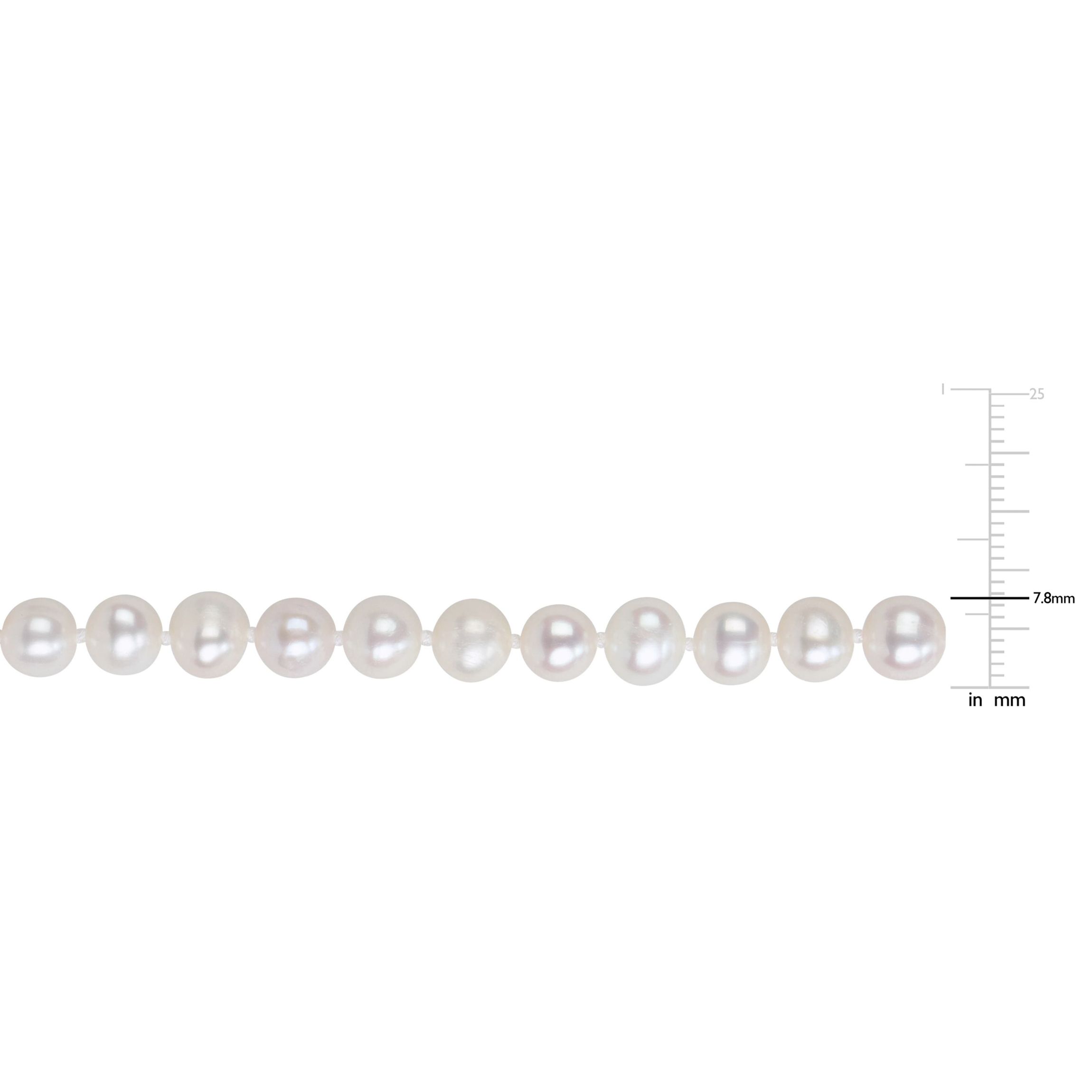 7-8 mm Cultured Freshwater Pearl Necklace with Brass Ball Clasp
