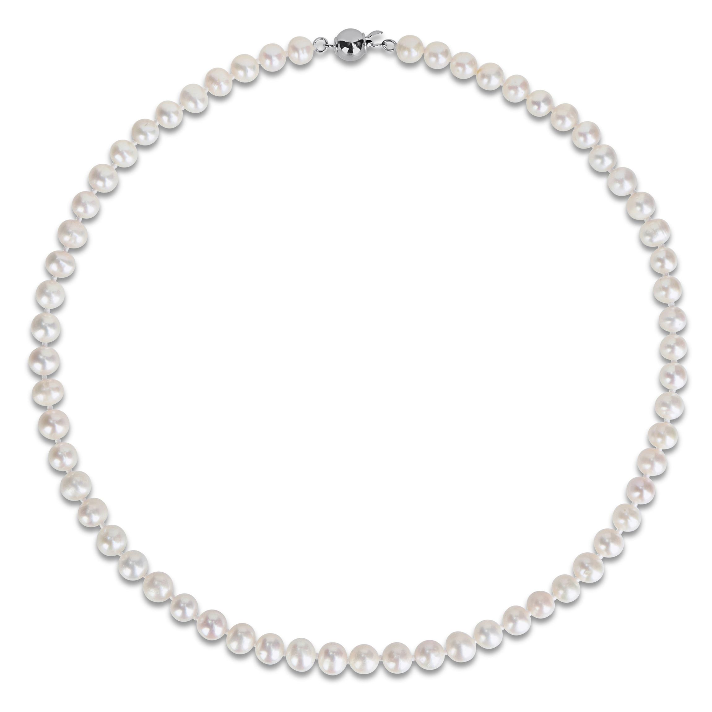 7-8 mm Cultured Freshwater Pearl Necklace with Brass Ball Clasp