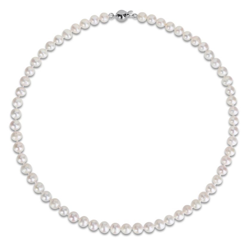 7-8 mm Cultured Freshwater Pearl Necklace with Brass Ball Clasp