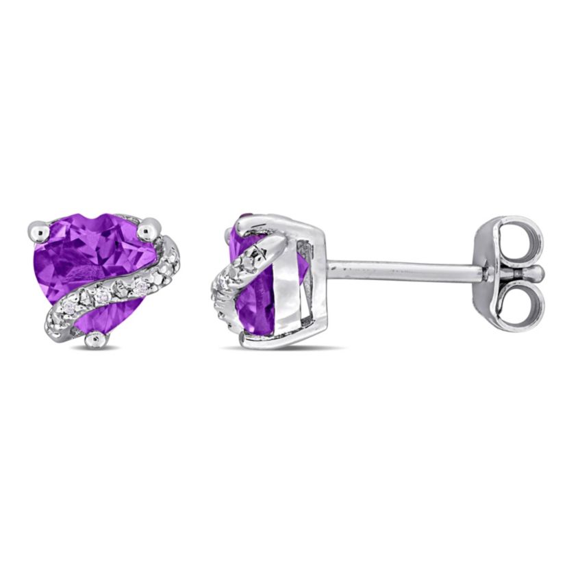 Amethyst Fashion Post Earrings in Sterling Silver