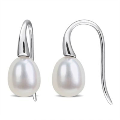 Belk & Co 7-8mm Freshwater Cultured Shepherd hook Pearl Earrings in Sterling Silver