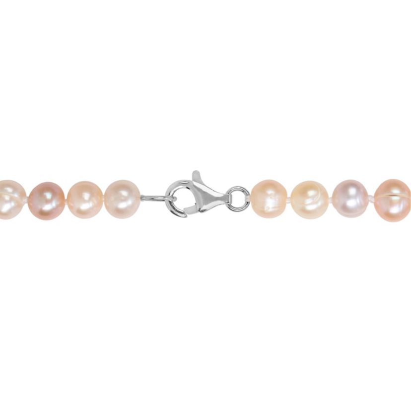 7-7.5 mm Multicolor Freshwater Cultured Pearl Necklace Bracelet & Hook Earrings Set in Sterling Silver