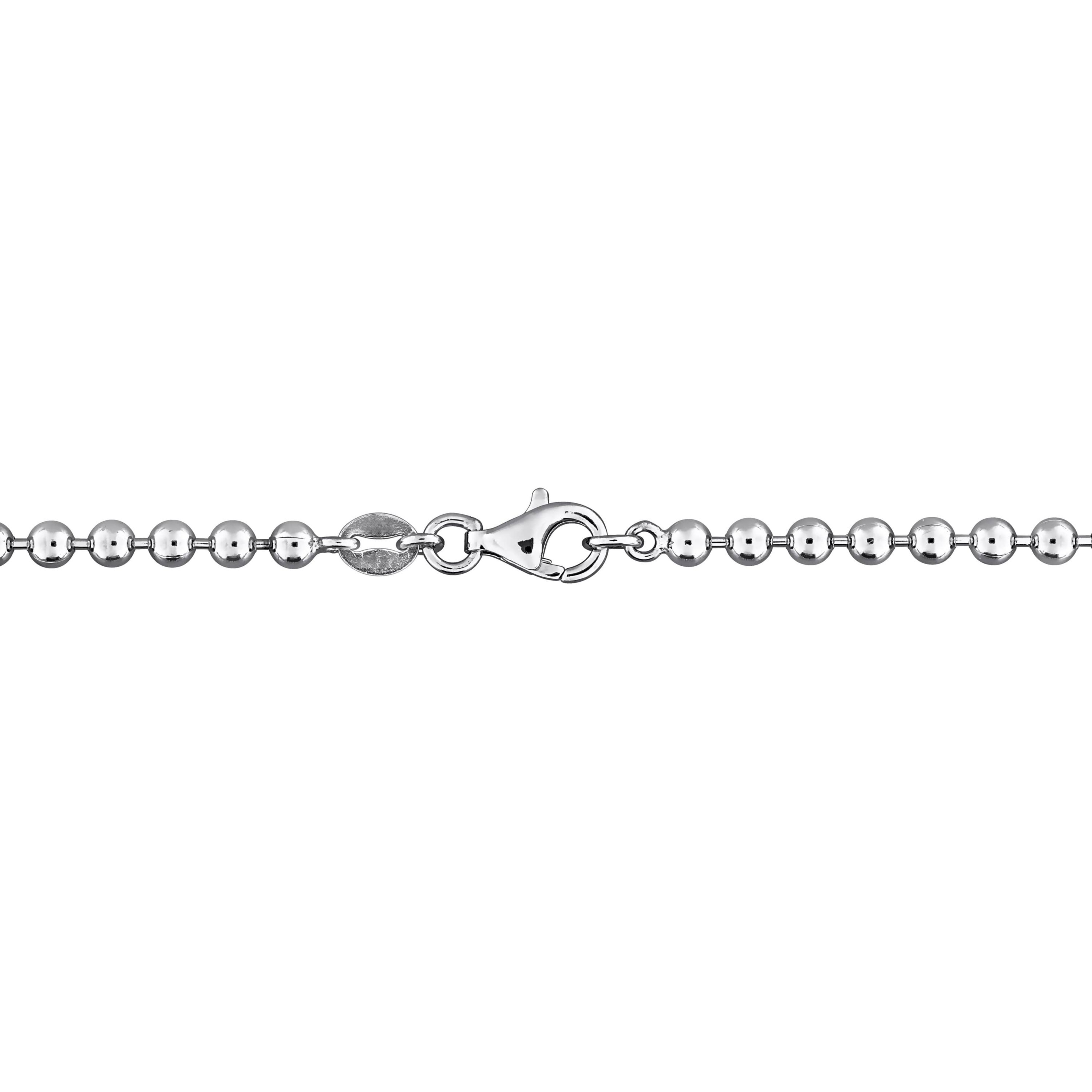 Lab Created Created Blue Sapphire & Created White Sapphire Charm Necklace in Sterling Silver
