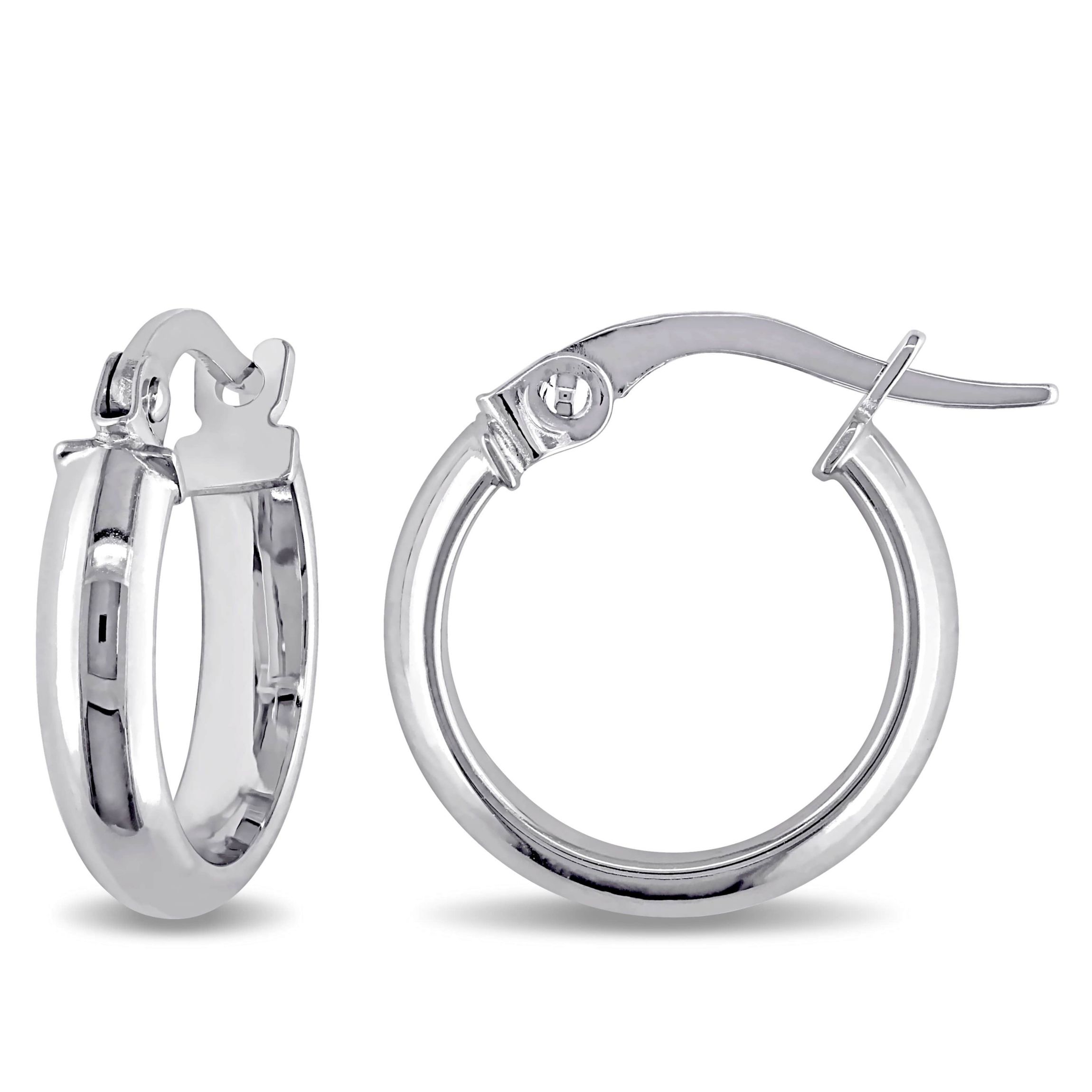 14mm Hoop Earrings in 10k Polished White Gold