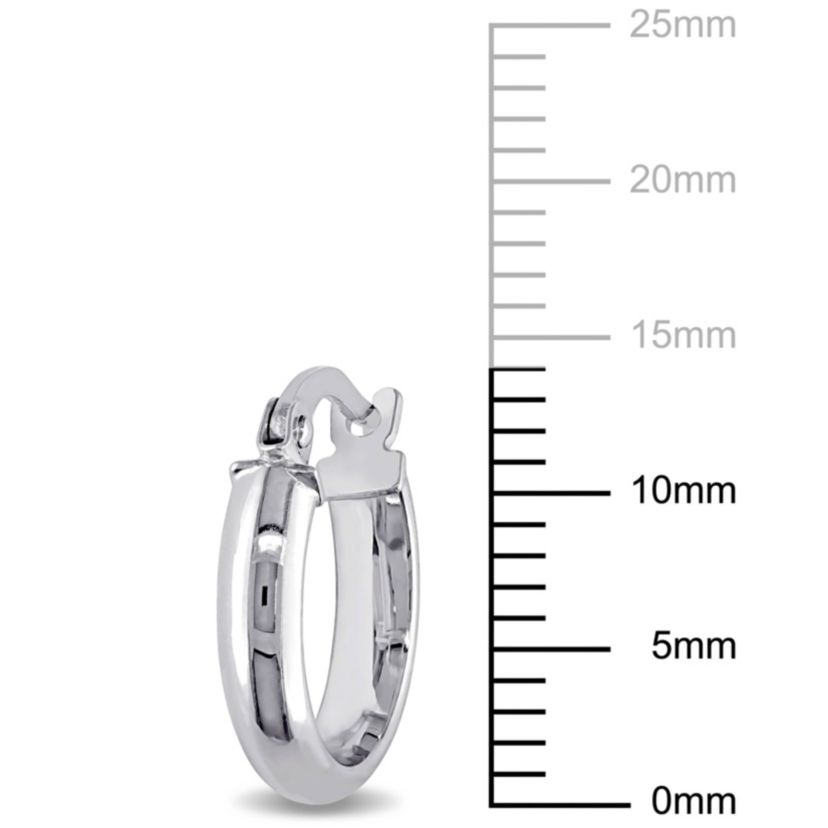 14mm Hoop Earrings in 10k Polished White Gold