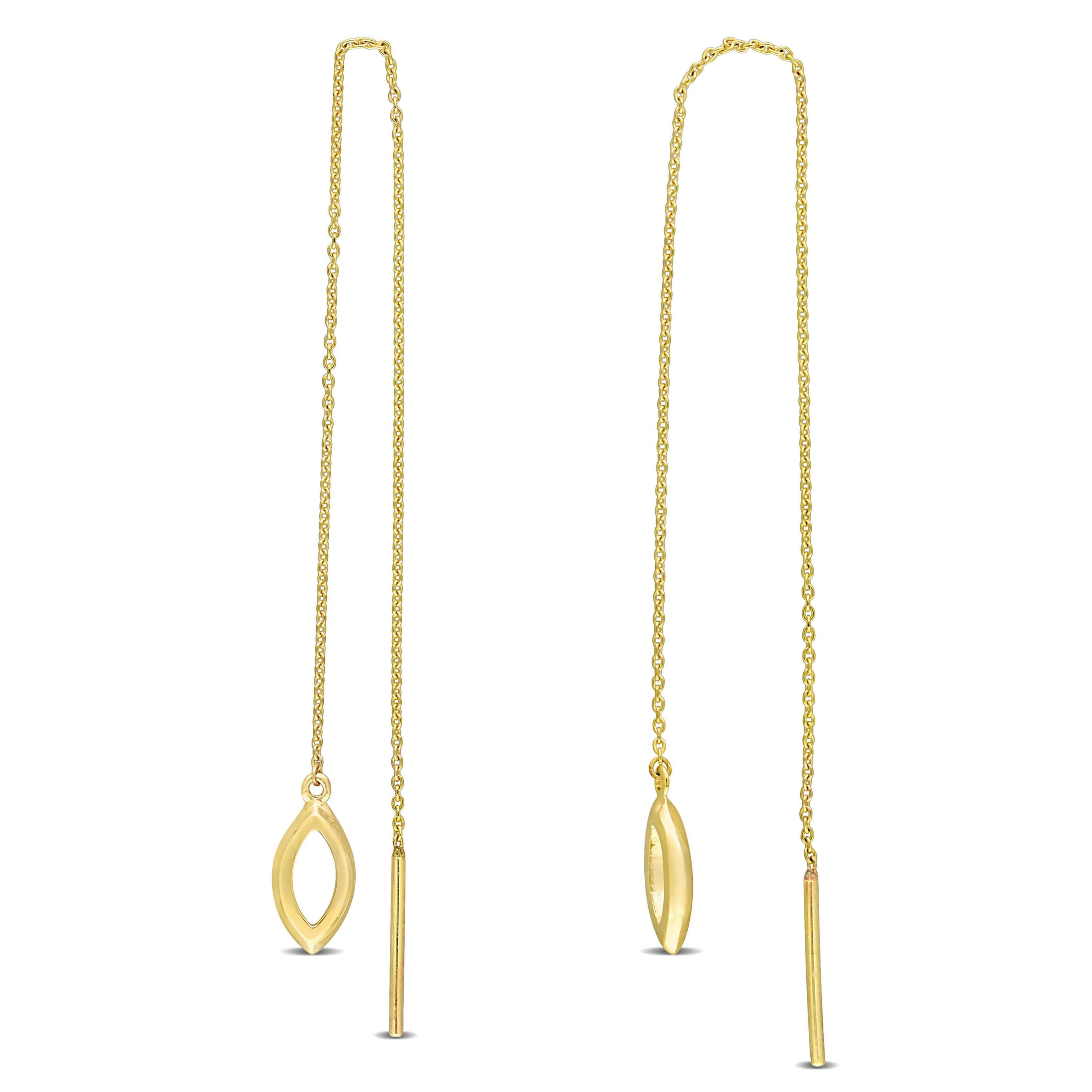 4.8mm Oval Charm Threader Earrings in 10k Yellow Gold