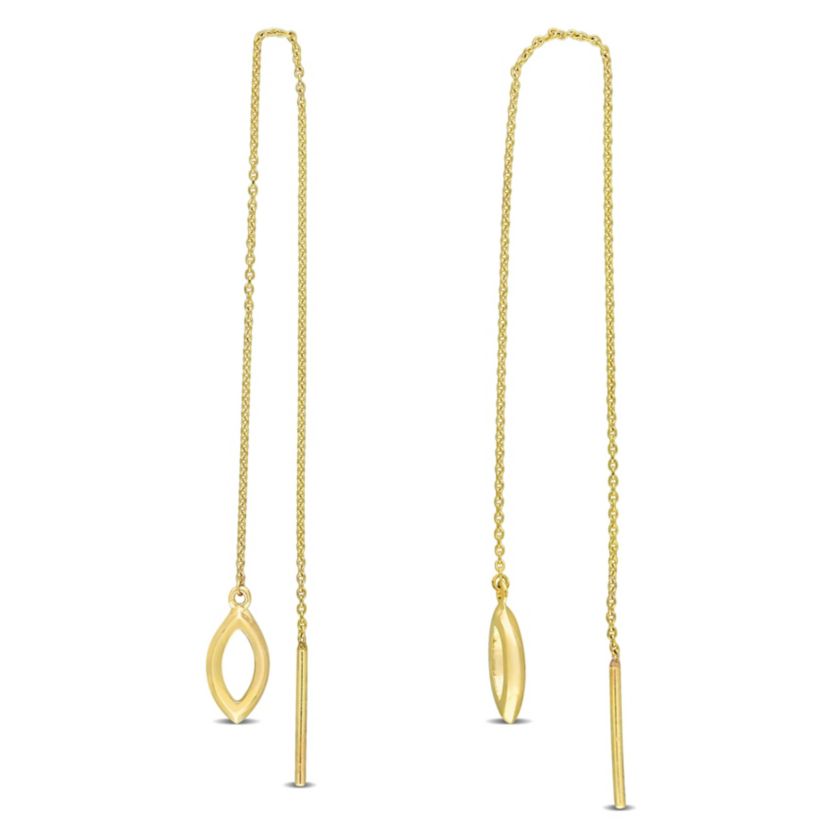 4.8mm Oval Charm Threader Earrings in 10k Yellow Gold