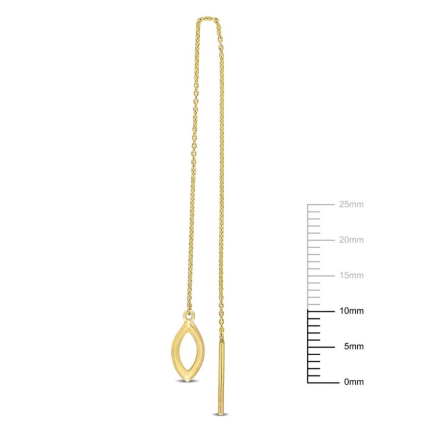 4.8mm Oval Charm Threader Earrings in 10k Yellow Gold