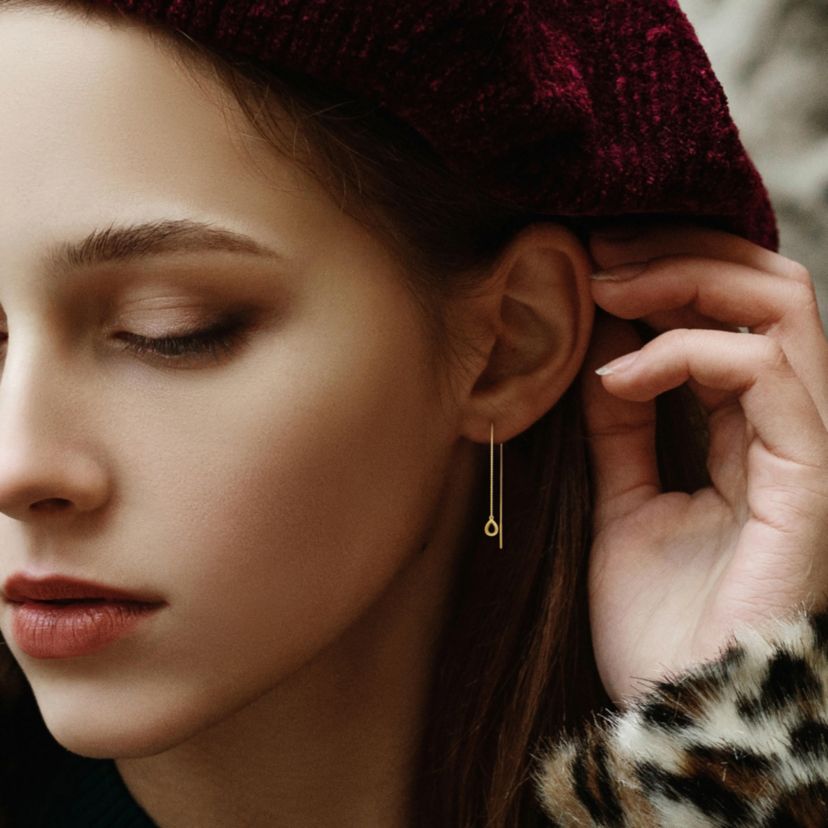 5.7mm Charm Threader Earrings in 10k Yellow Gold
