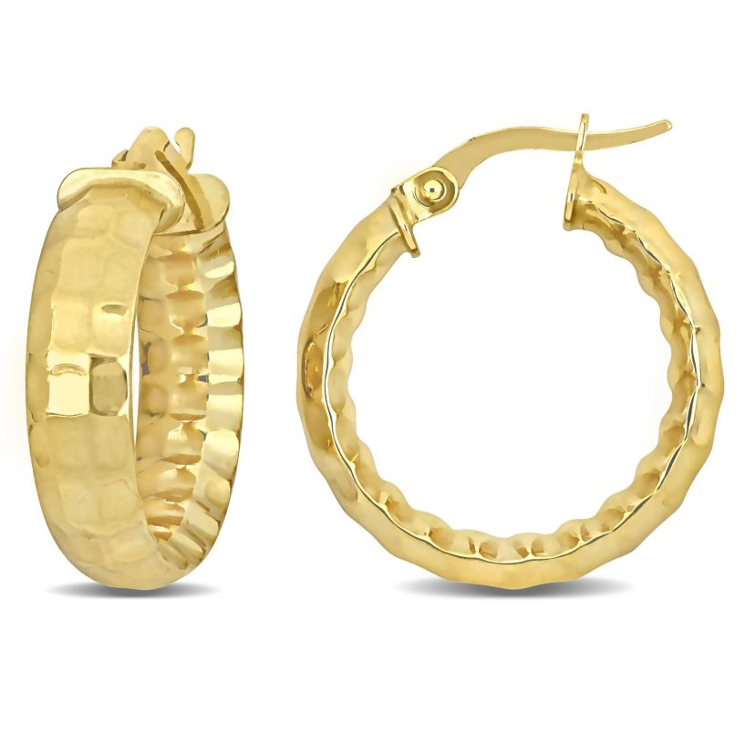 20mm Faceted Hoop Earrings in 14k Yellow Gold