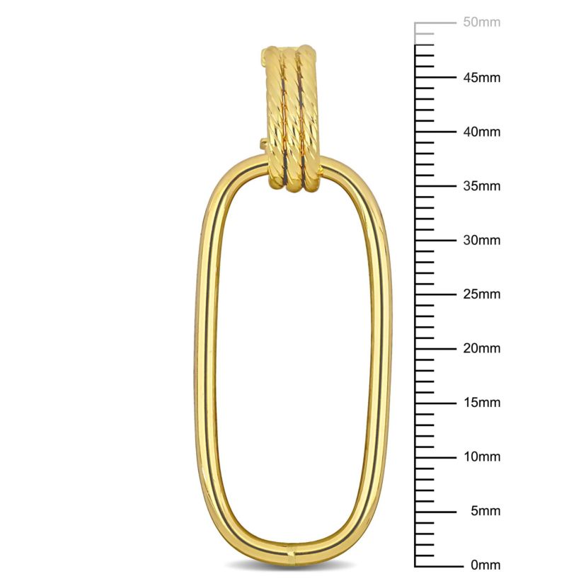 18mm Open Huggie Hoop with Open Rectangular Drop Earrings in 10k Yellow Gold