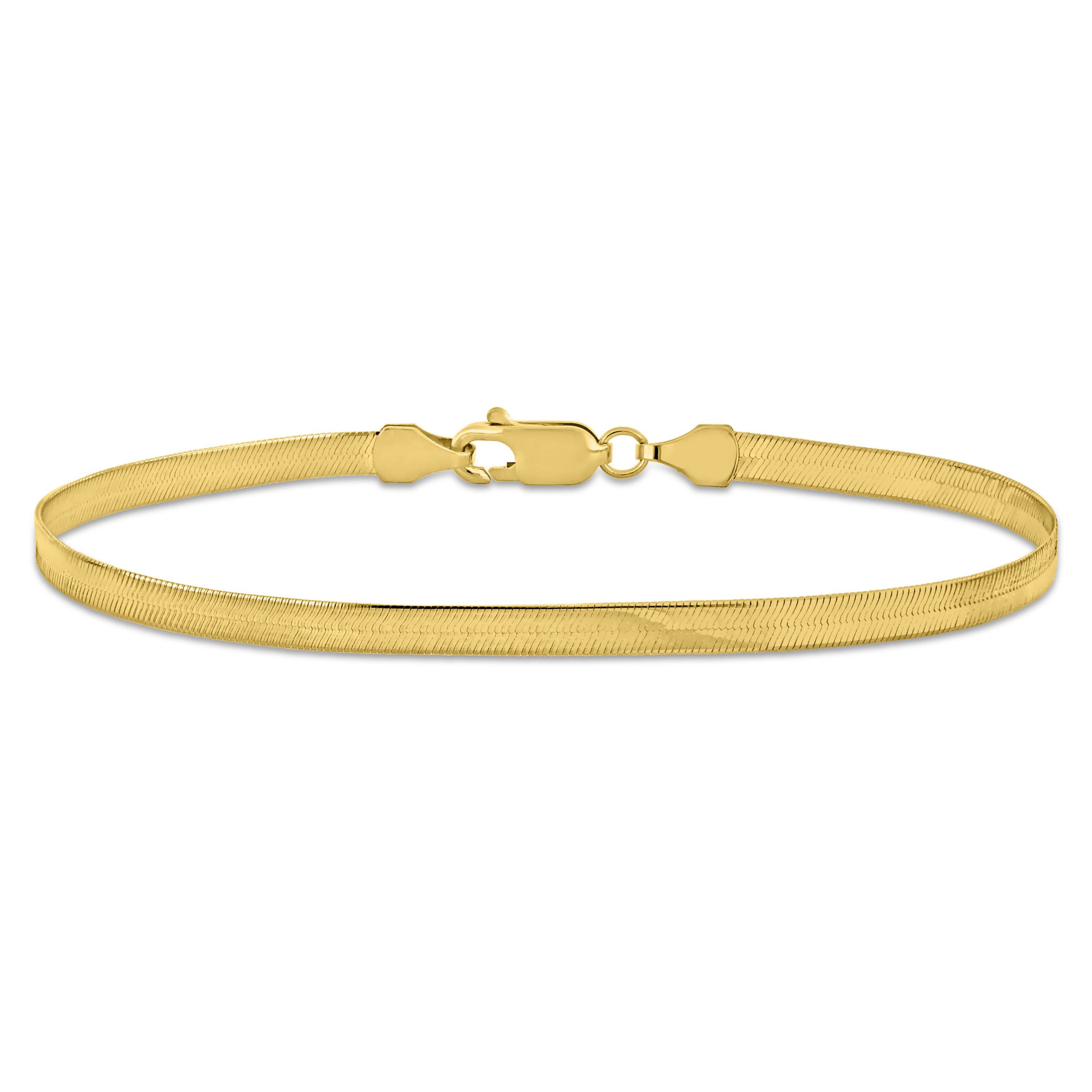 3.5mm Flex Herringbone Chain Anklet in 10k Yellow Gold, 9 in