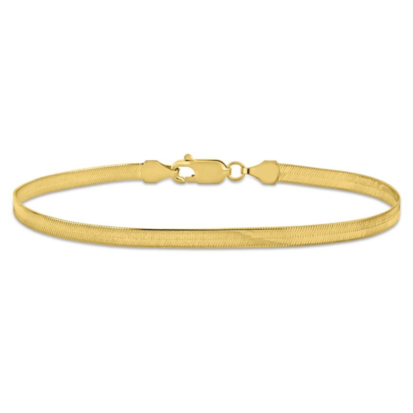 3.5mm Flex Herringbone Chain Anklet in 10k Yellow Gold, 9 in