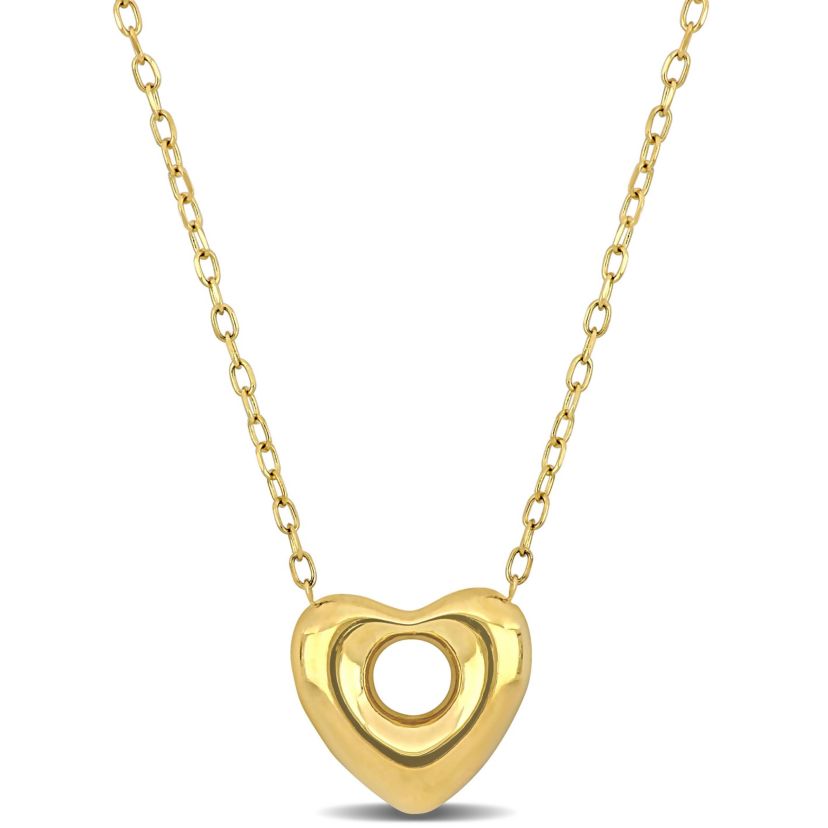 10.5mm Puff Heart Necklace in 10k Yellow Gold, 18 in.