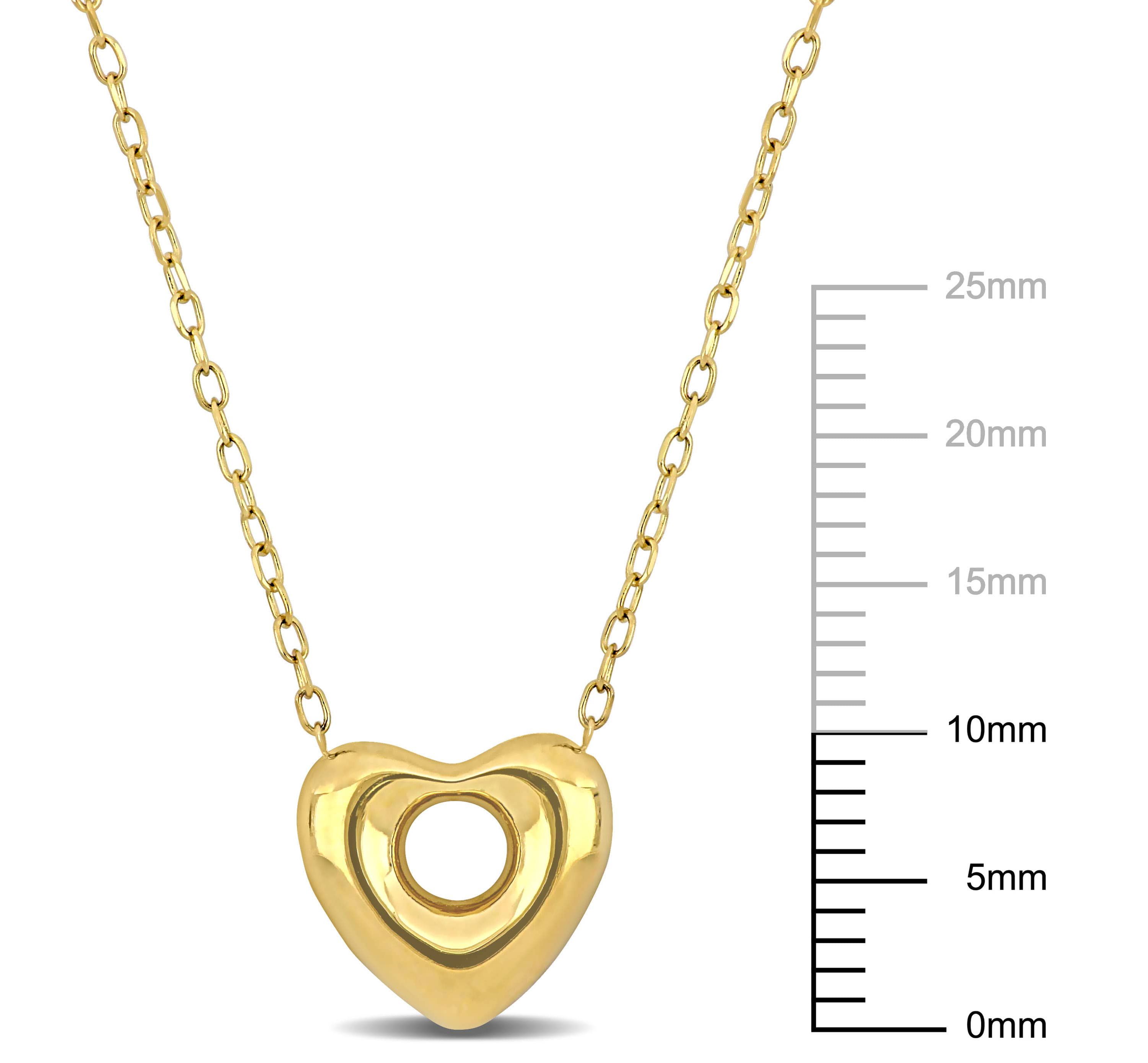 10.5mm Puff Heart Necklace in 10k Yellow Gold, 18 in.