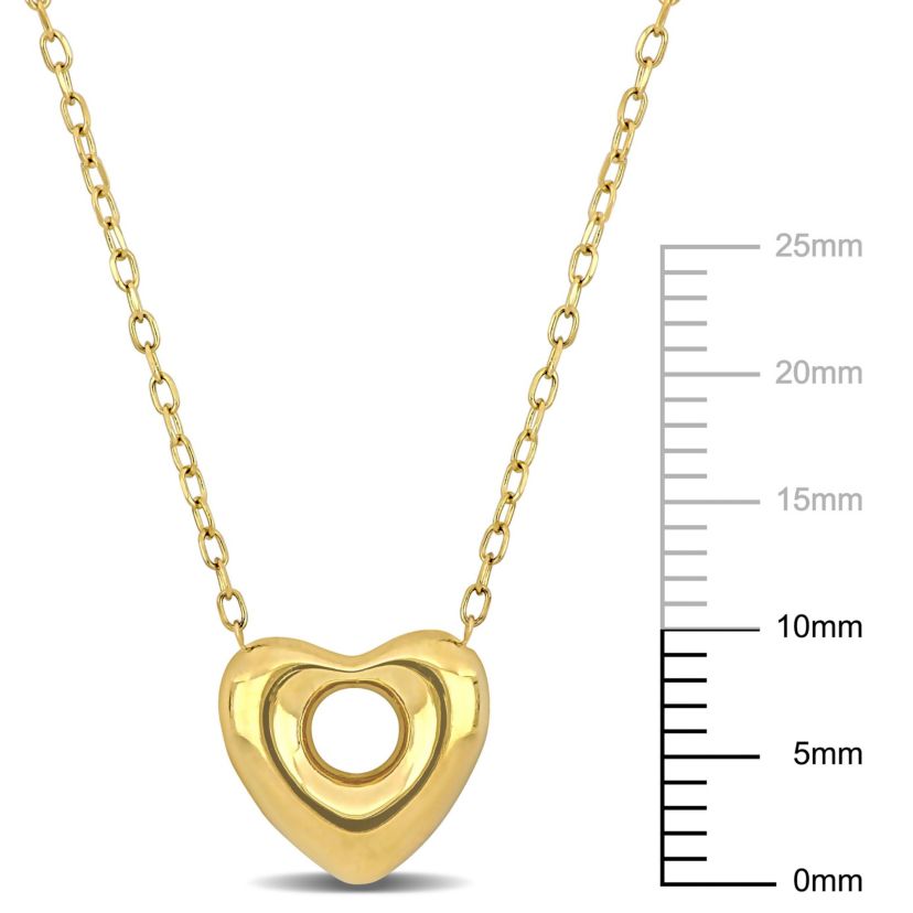 10.5mm Puff Heart Necklace in 10k Yellow Gold, 18 in.