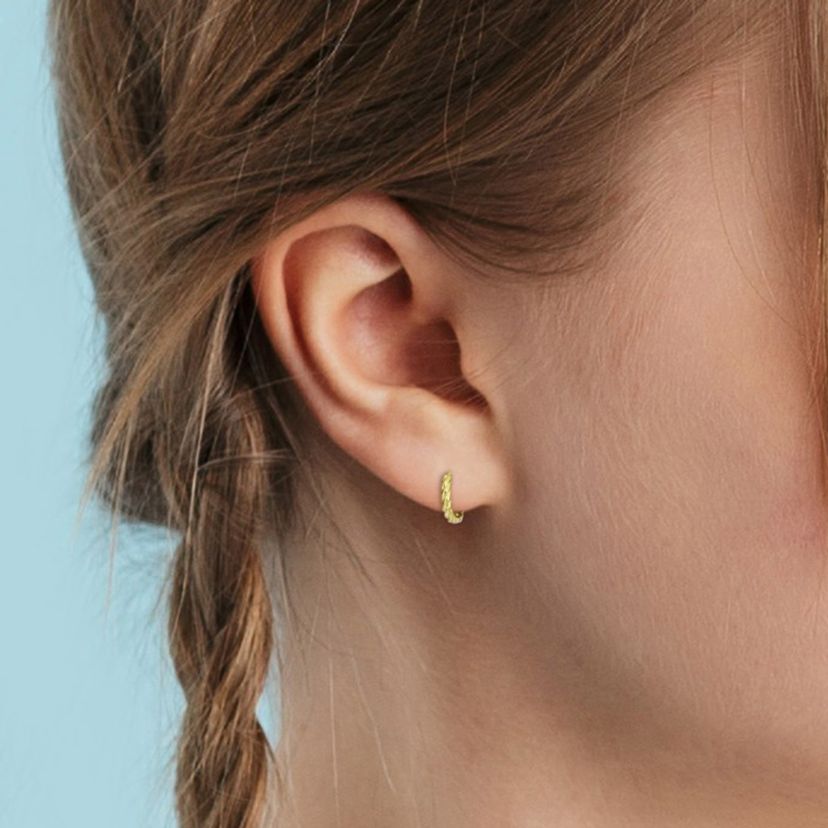 13mm Twist Mini Hoop Earrings in 14k Yellow Gold