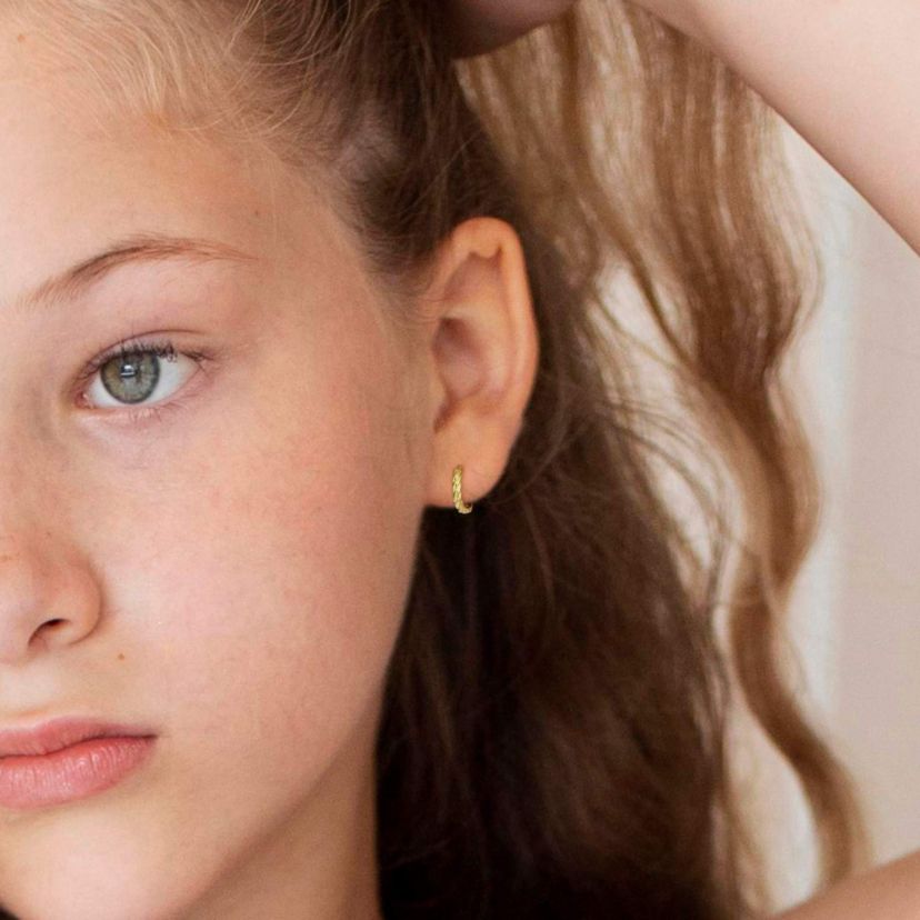 13mm Twist Mini Hoop Earrings in 14k Yellow Gold