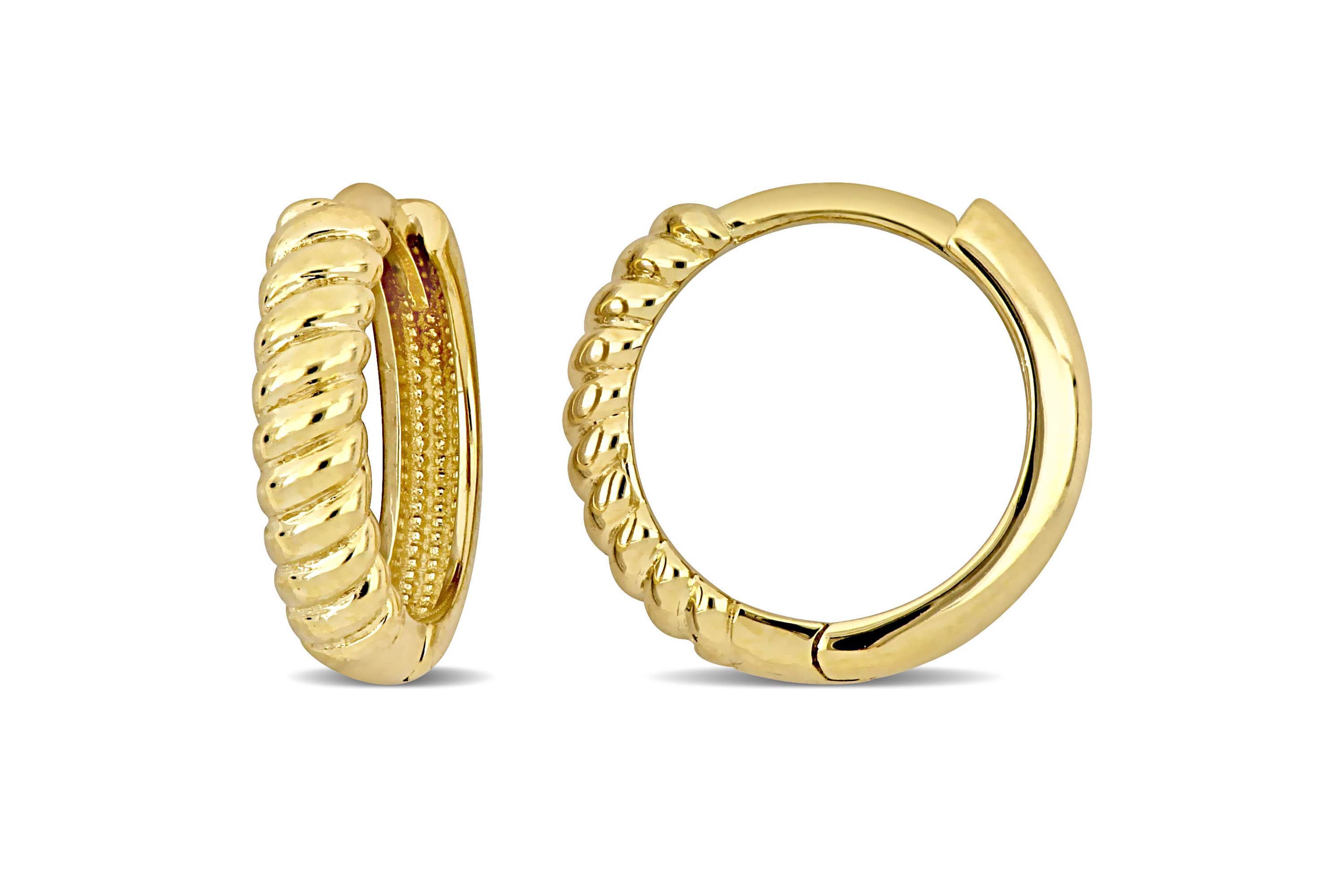 3mm Twist Design Mini Hoop Earrings in 14k Yellow Gold
