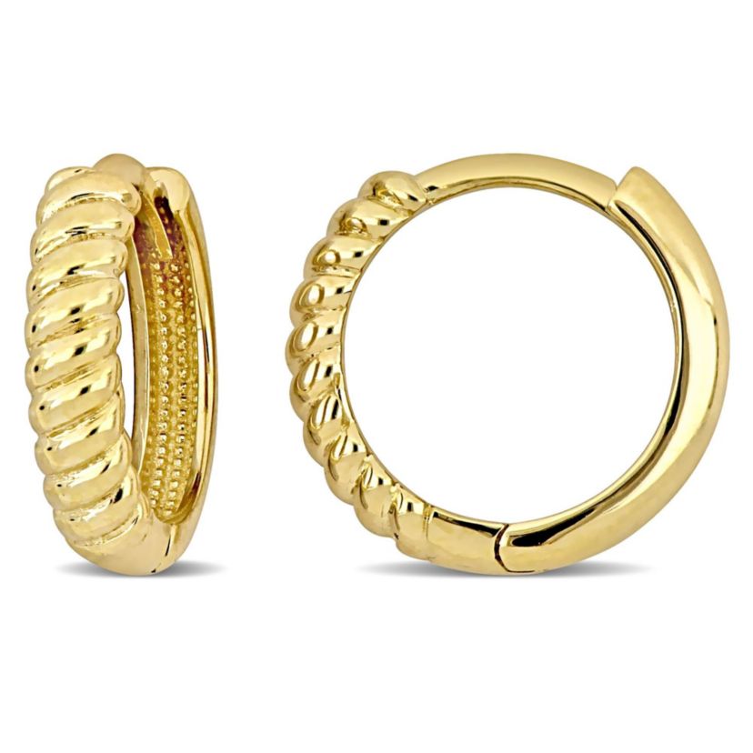 3mm Twist Design Mini Hoop Earrings in 14k Yellow Gold